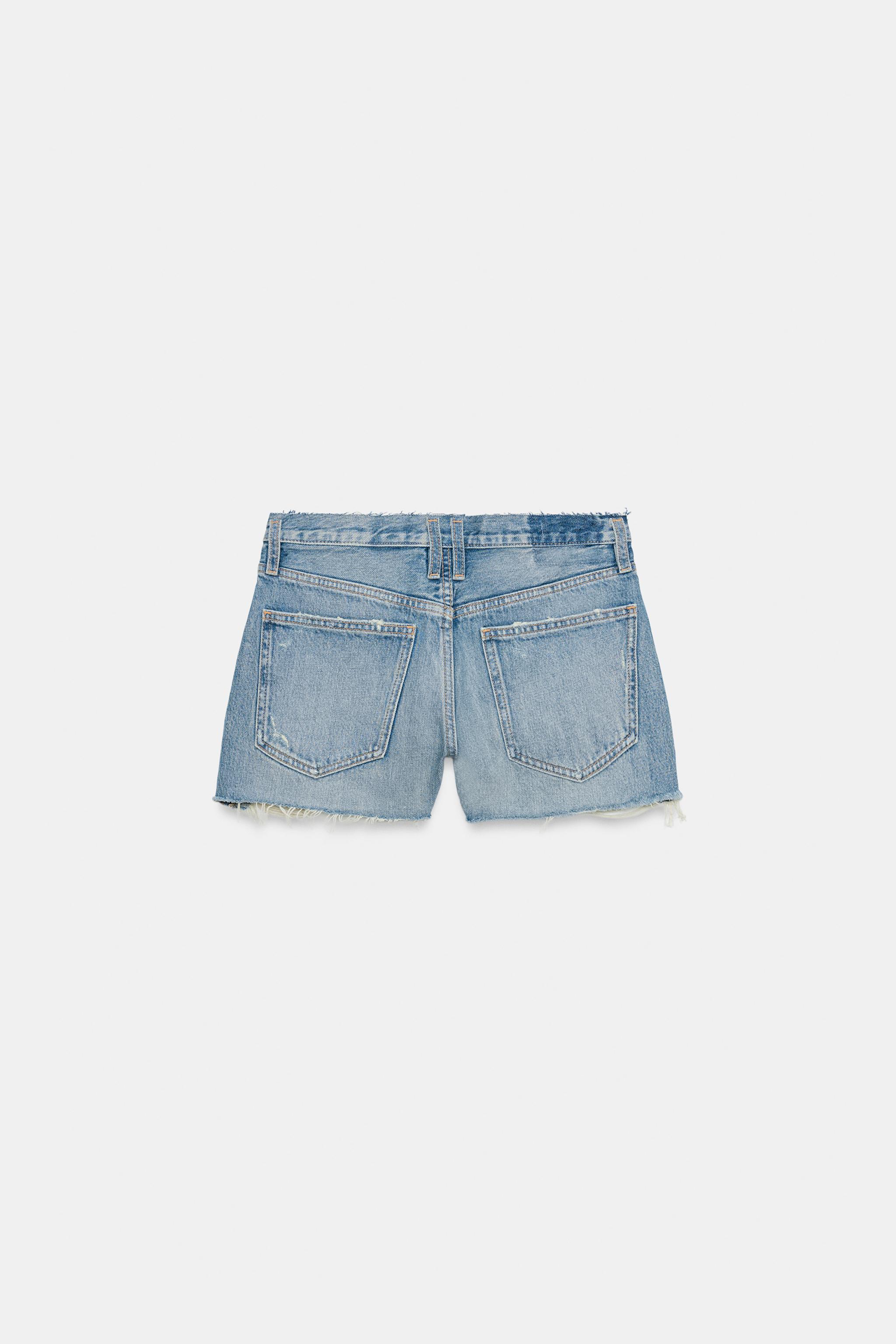 TRF RIPPED MID-RISE DENIM SHORTS